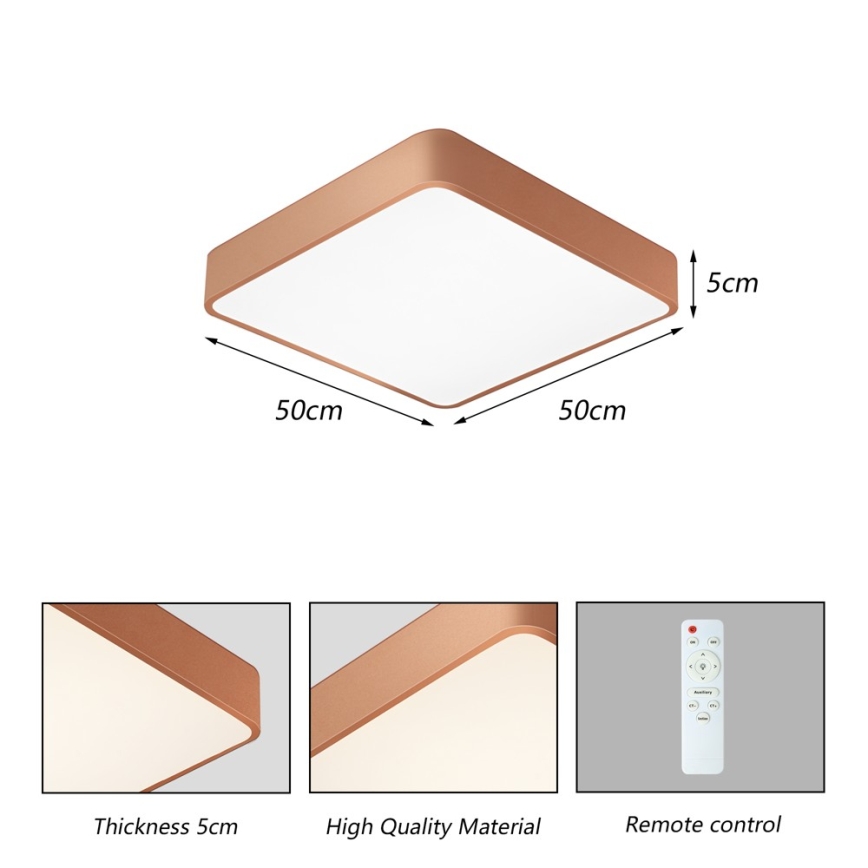BRILAGI - Candeeiro de teto LED dimerizável POOL SQUARE LED/48W/230V 3000-6000K 50x50 cm bronze + controlo remoto