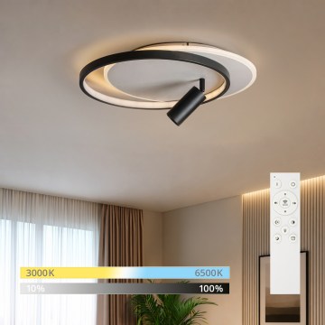Brilagi - Candeeiro de teto LED dimerizável UNITY LED/48W/230V + 1xGU10/3W 3000-6000K 39x45 cm branco/preto + comando remoto