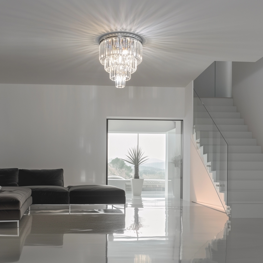 Brilagi - Candeeiro de teto de cristal LED MOZART 5xE14/40W/230V Ø 40 cm cromado brilhante