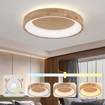 Brilagi - Candeeiro de teto LED FALCON WOOD LED/40W/230V 3000/4000/6000K, diâmetro 60 cm, acabamento em madeira