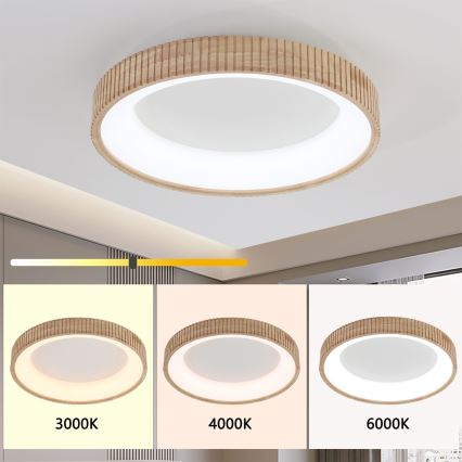 Brilagi - Candeeiro de teto LED FALCON WOOD MODERN LED/40W/230V 3000/4000/6000K Ø 60 cm em madeira