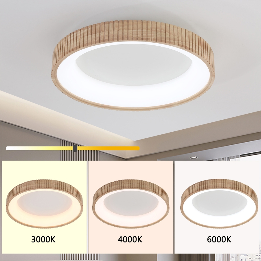 Brilagi - Candeeiro de teto LED FALCON WOOD MODERN LED/40W/230V 3000/4000/6000K Ø 60 cm em madeira