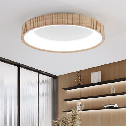 Brilagi - Candeeiro de teto LED FALCON WOOD MODERN LED/40W/230V 3000/4000/6000K Ø 60 cm em madeira