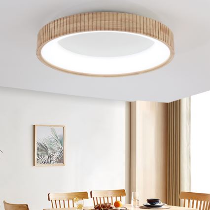 Brilagi - Candeeiro de teto LED FALCON WOOD MODERN LED/40W/230V 3000/4000/6000K Ø 60 cm em madeira