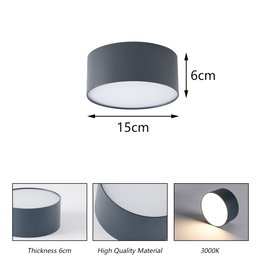Brilagi - Luminária de teto LED para casa de banho FORIS LED/20W/230V diâmetro 15 cm antracite IP44