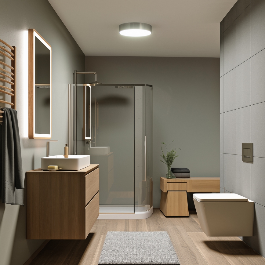 Brilagi - Luminária de teto para casa de banho POOL LED/24W/230V 3000/4000/5500K diâmetro 30 cm IP54 cromado mate