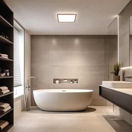 Brilagi - Candeeiro de tecto para casa de banho ULTRA FINO LED/18W/230V 30x30 cm ouro rosé IP54