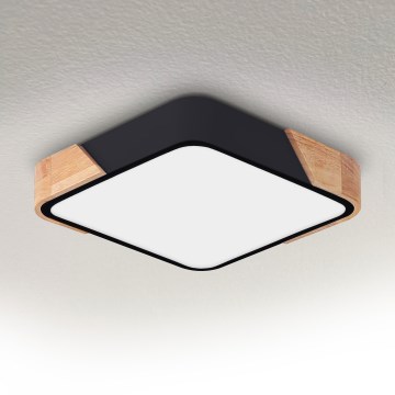 Brilagi - Candeeiro de teto LED PILANA LED/24W/230V carvalho/preto 32x32 cm