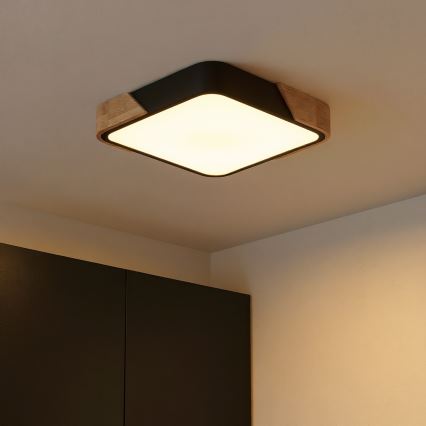 Brilagi - Candeeiro de teto LED PILANA LED/24W/230V carvalho/preto 32x32 cm