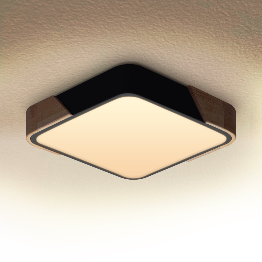 Brilagi - Candeeiro de teto LED PILANA LED/24W/230V carvalho/preto 32x32 cm