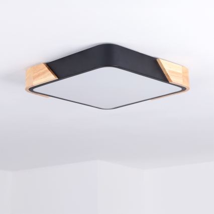 Brilagi - Candeeiro de teto LED PILANA LED/24W/230V carvalho/preto 32x32 cm