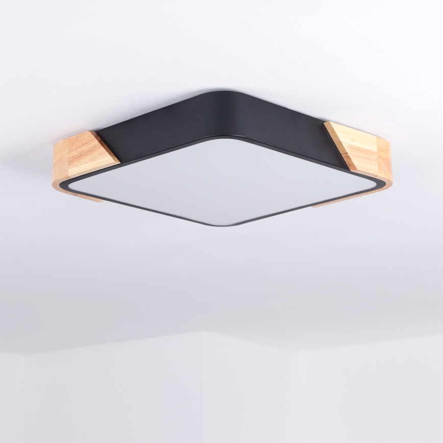 Brilagi - Candeeiro de teto LED PILANA LED/24W/230V carvalho/preto 32x32 cm