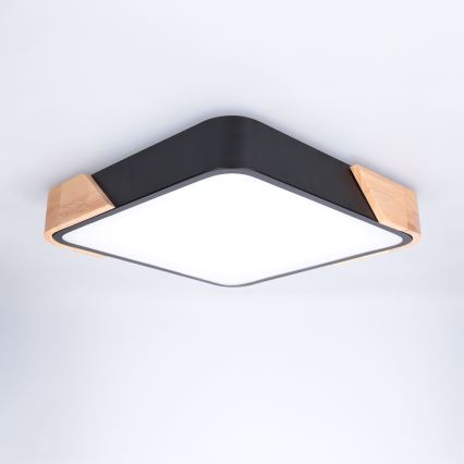 Brilagi - Candeeiro de teto LED PILANA LED/24W/230V carvalho/preto 32x32 cm