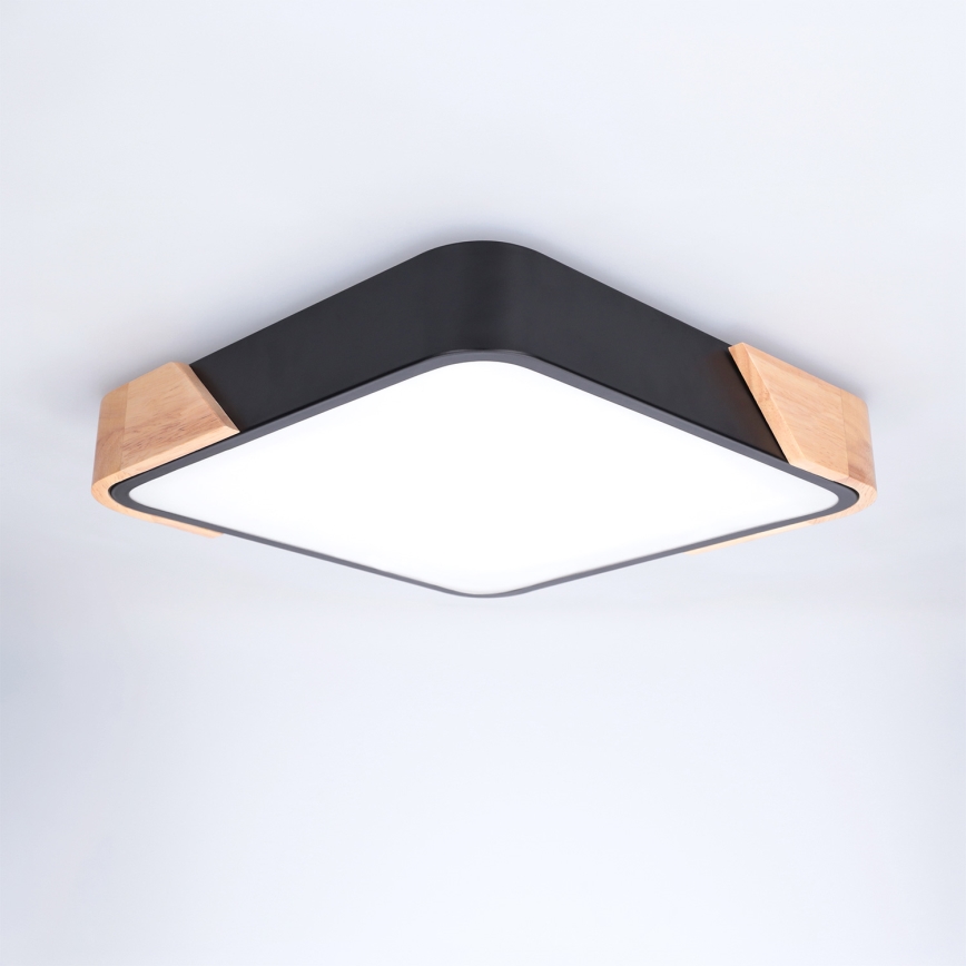Brilagi - Candeeiro de teto LED PILANA LED/24W/230V carvalho/preto 32x32 cm