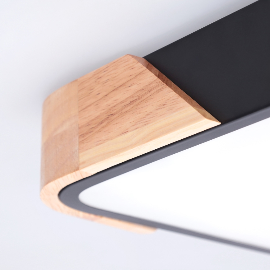 Brilagi - Candeeiro de teto LED PILANA LED/24W/230V carvalho/preto 32x32 cm