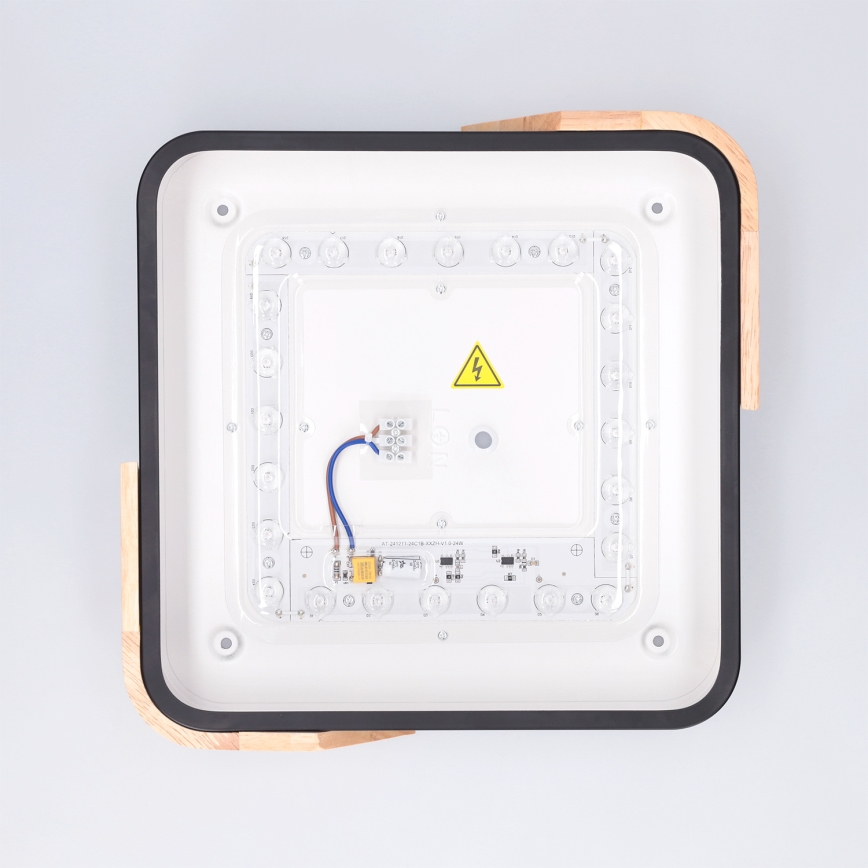 Brilagi - Candeeiro de teto LED PILANA LED/24W/230V carvalho/preto 32x32 cm