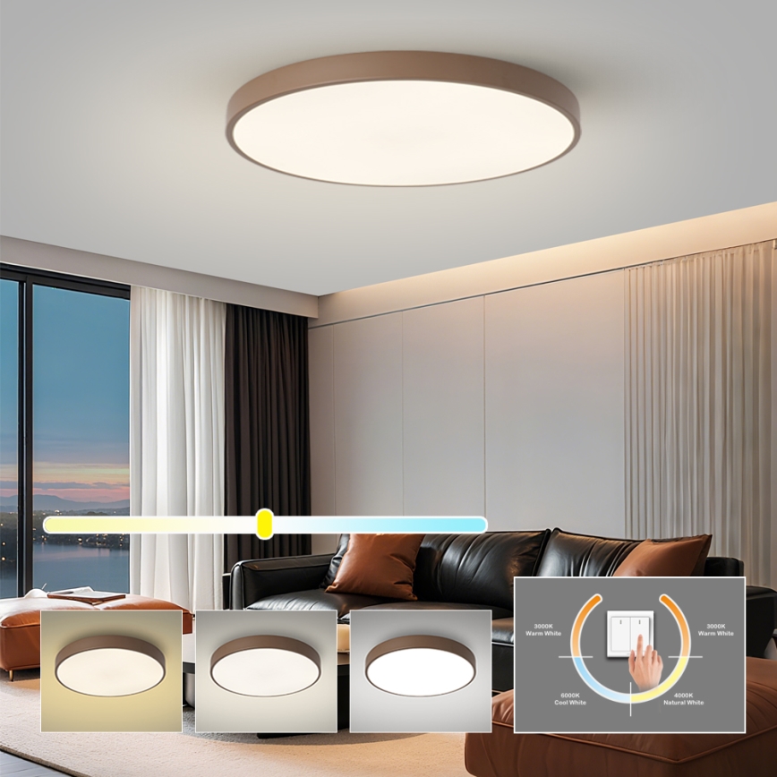 Brilagi - Candeeiro de tecto LED POOL LED/100W/230V 3000/4000/6000K Ø 80 cm castanho