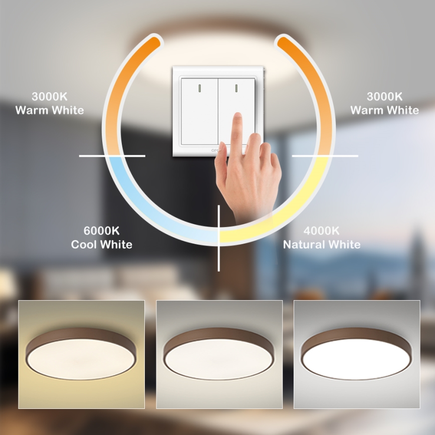 Brilagi - Candeeiro de tecto LED POOL LED/100W/230V 3000/4000/6000K Ø 80 cm castanho