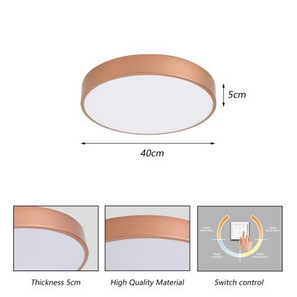 BRILAGI - Luminária de teto LED POOL LED/48W/230V 3000/4000/6000K diâmetro 40 cm acabamento cobre