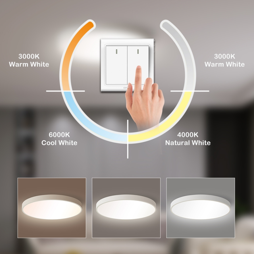Brilagi - Candeeiro de teto LED POOL LED/60W/230V 3000/4500/6000K 50 cm branco