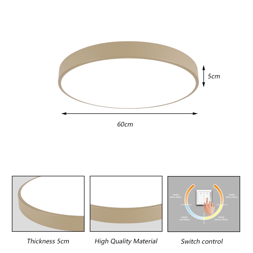 Brilagi - Candeeiro de teto LED POOL LED/60W/230V 3000/4500/6000K Ø 60 cm bege