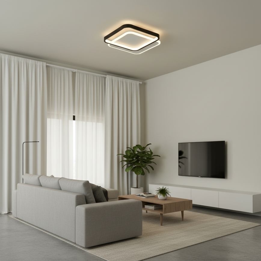 Brilagi - Plafon LED dimável FLARE LED/43W/230V 3000-6000K 39,5x45 cm branco/preto + controlo remoto