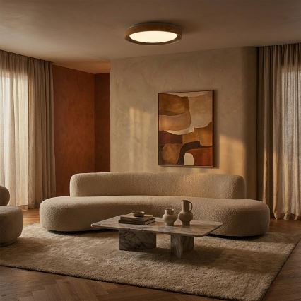 Brilagi - Luminária de teto LED dimerizável FLOCO LED/48W/230V 3000-6500K Ø 40 cm acabamento madeira/preto + comando remoto