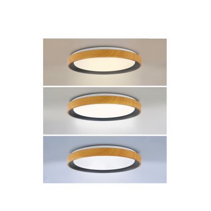 Brilagi - Luminária de teto LED dimerizável FLOCO LED/48W/230V 3000-6500K Ø 40 cm acabamento madeira/preto + comando remoto