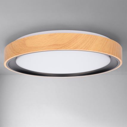 Brilagi - Luminária de teto LED dimerizável FLOCO LED/48W/230V 3000-6500K Ø 40 cm acabamento madeira/preto + comando remoto