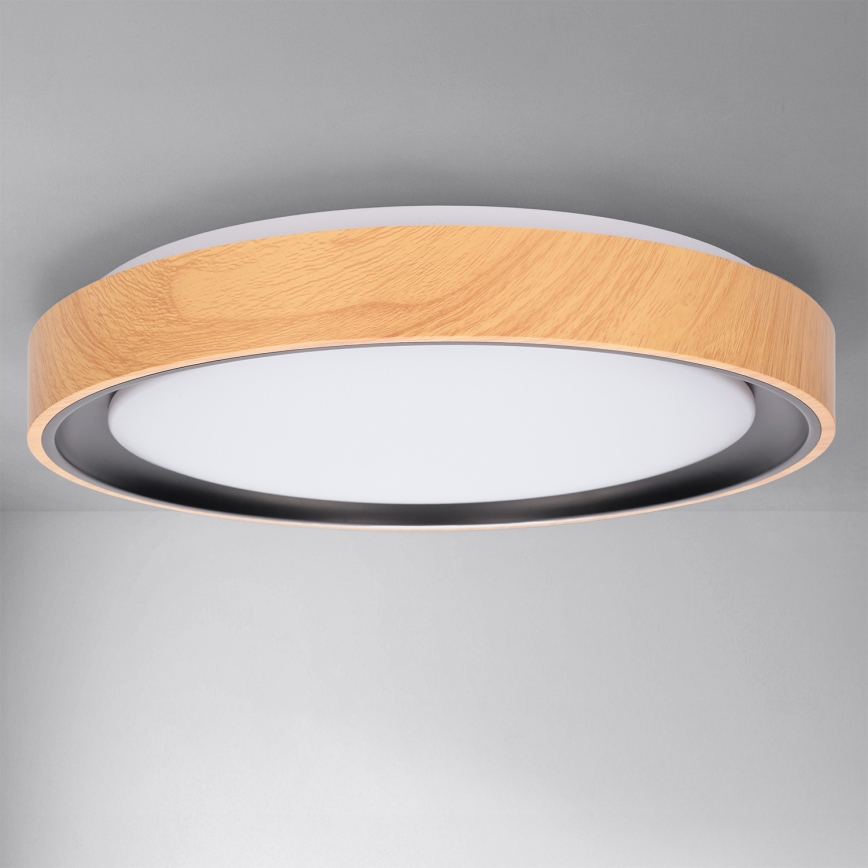 Brilagi - Luminária de teto LED dimerizável FLOCO LED/48W/230V 3000-6500K Ø 40 cm acabamento madeira/preto + comando remoto