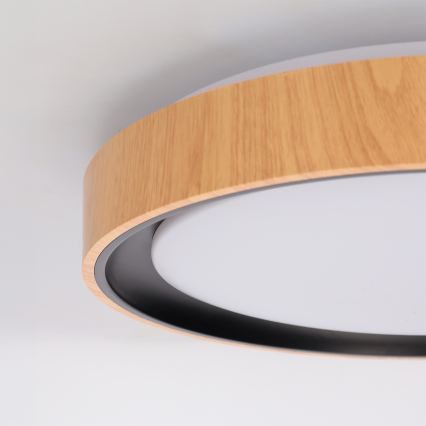 Brilagi - Luminária de teto LED dimerizável FLOCO LED/48W/230V 3000-6500K Ø 40 cm acabamento madeira/preto + comando remoto
