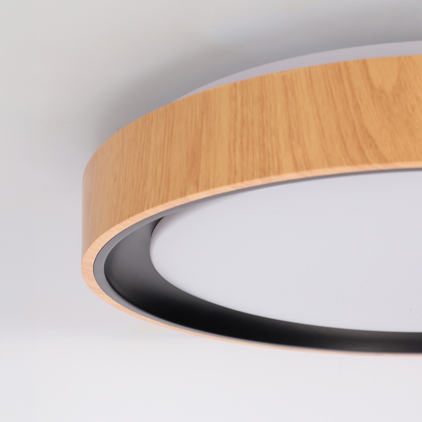 Brilagi - Luminária de teto LED dimerizável FLOCO LED/48W/230V 3000-6500K Ø 40 cm acabamento madeira/preto + comando remoto