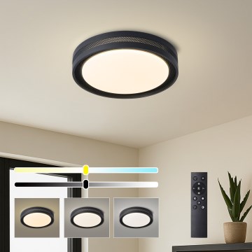Brilagi - Candeeiro de teto LED regulável KREON LED/54W/230V 3000-6000K preto diâmetro 38 cm + comando remoto