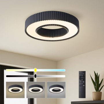 Brilagi - Candeeiro de Teto LED Regulável LUMIX LED/48W/230V 3000-6000K preto, diâmetro 50 cm + comando remoto