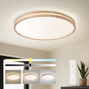 Brilagi - Candeeiro de teto LED regulável MOLINA LED/100W/230V 3000-6000K carvalho Ø 80 cm + controlo remoto