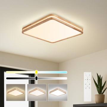 Brilagi - Candeeiro de teto LED regulável MOLINA SQUARE LED/80W/230V 3000-6000K carvalho 60x60 cm + controlo remoto