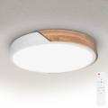 BRILAGI - Candeeiro de teto LED regulável PILANA LED/48W/230V carvalho/branco Ø 40 cm + controlo remoto