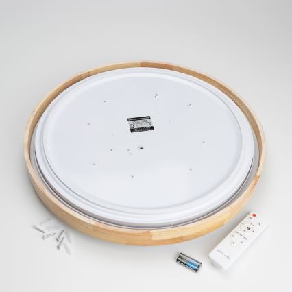 Brilagi - Luminária de teto LED dimerizável PINE LED/60W/230V, acabamento em madeira, diâmetro 52 cm, 3000-6500K + comando remoto