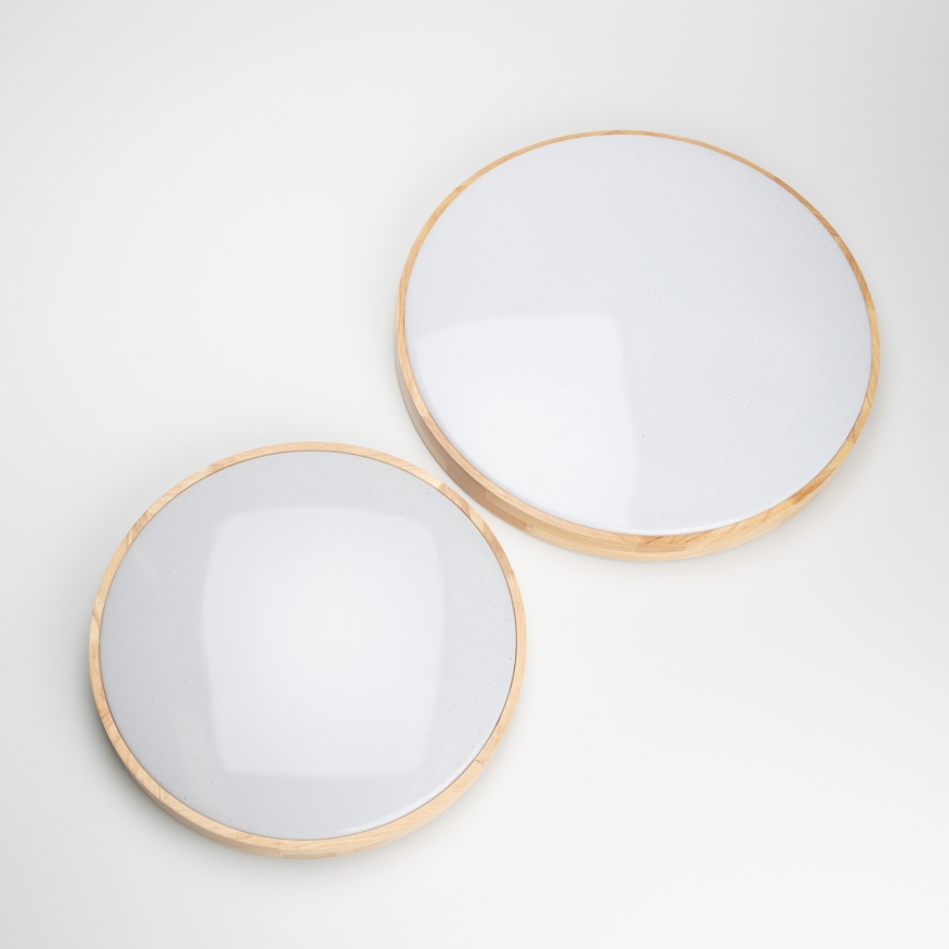 Brilagi - Luminária de teto LED dimerizável PINE LED/60W/230V, acabamento em madeira, diâmetro 52 cm, 3000-6500K + comando remoto