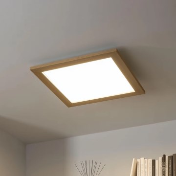 Brilagi - Candeeiro de teto LED regulável SLIMFRAME WOOD LED/36W/230V 49,5x49,5 cm 3000-6000K castanho + comando remoto