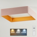 Brilagi - Candeeiro de teto LED regulável VELVET SQUARE LED/24W/230V 43x43 cm 3000/4000/6500K + controlo remoto rosa