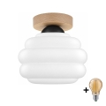 BRILAGI - Candeeiro de teto LED RETRO GLASS 1xE27/60W/230V diâmetro 20 cm carvalho/branco