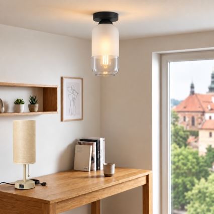BRILAGI - Candeeiro de teto LED RETRO GLASS 1xE27/60W/230V Ø 14 cm preto/branco