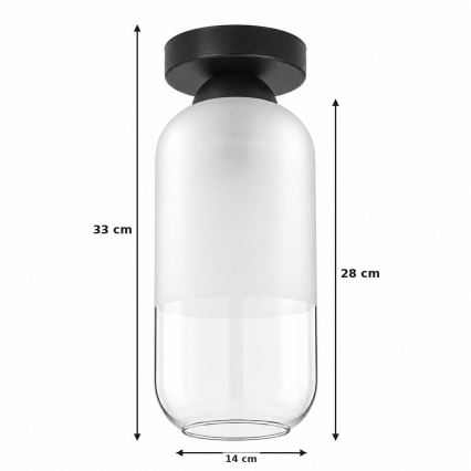 BRILAGI - Candeeiro de teto LED RETRO GLASS 1xE27/60W/230V Ø 14 cm preto/branco