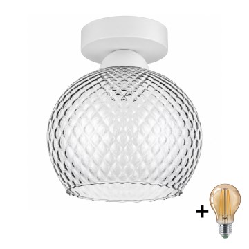 BRILAGI - Candeeiro de teto LED RETRO GLASS 1xE27/60W/230V Ø 18 cm branco/cinzento fumado