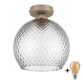 BRILAGI - Candeeiro de teto LED RETRO GLASS 1xE27/60W/230V Ø 25 cm bege/cinzento fumado