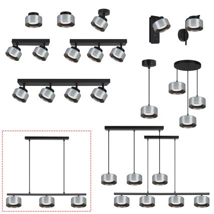 Brilagi - Lustre suspenso regulável em cabo LED RGB+CCT AURA LUX 3xGX53/14W/230V 2700-6500K Wi-Fi Tuya preto/fumê