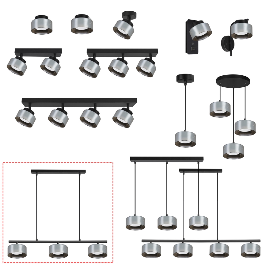 Brilagi - Lustre suspenso regulável em cabo LED RGB+CCT AURA LUX 3xGX53/14W/230V 2700-6500K Wi-Fi Tuya preto/fumê