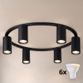 Brilagi - Candeeiro de teto LED RGBW dimerizável SELE 6xGU10/6,5W/230V 2700-6500K preto + controlo remoto