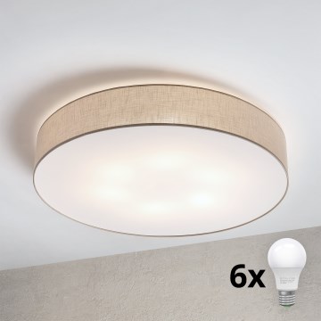 Brilagi - Candeeiro de teto LED SIRIJA 6xE27/60W/230V diâmetro 80 cm bege